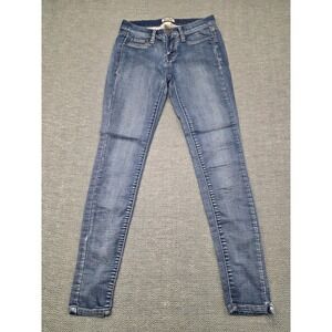 Mudd Women Size 0 Blue Medium Wash Low Rise Skinny Jeans Stretch Denim Whiskered